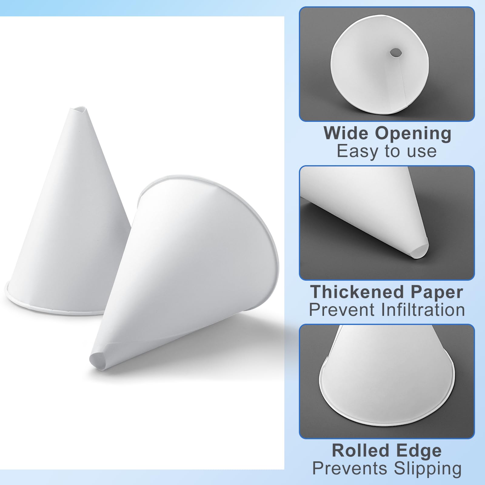 Draupnir paper oil funnels wide mouth opening enabling fast, spill-free oil changes.