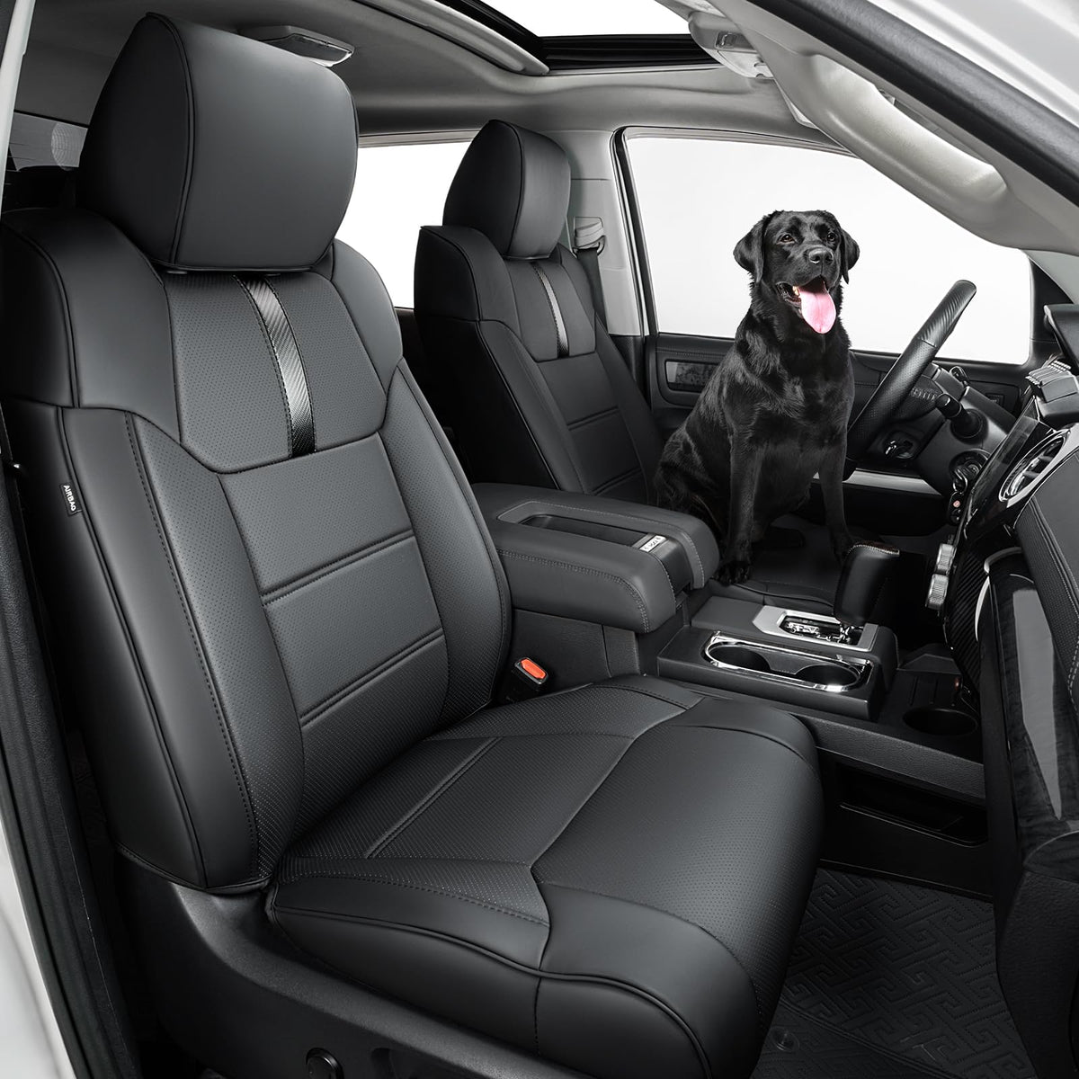 DrCarNow Super Cover for Toyota Tundra CrewMax front view provides full seat protection