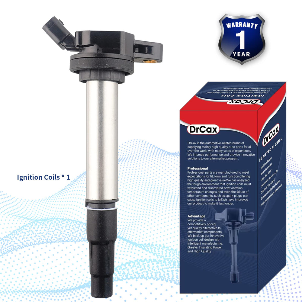 DrCax ignition coil product display highlighting OEM replacement potential.