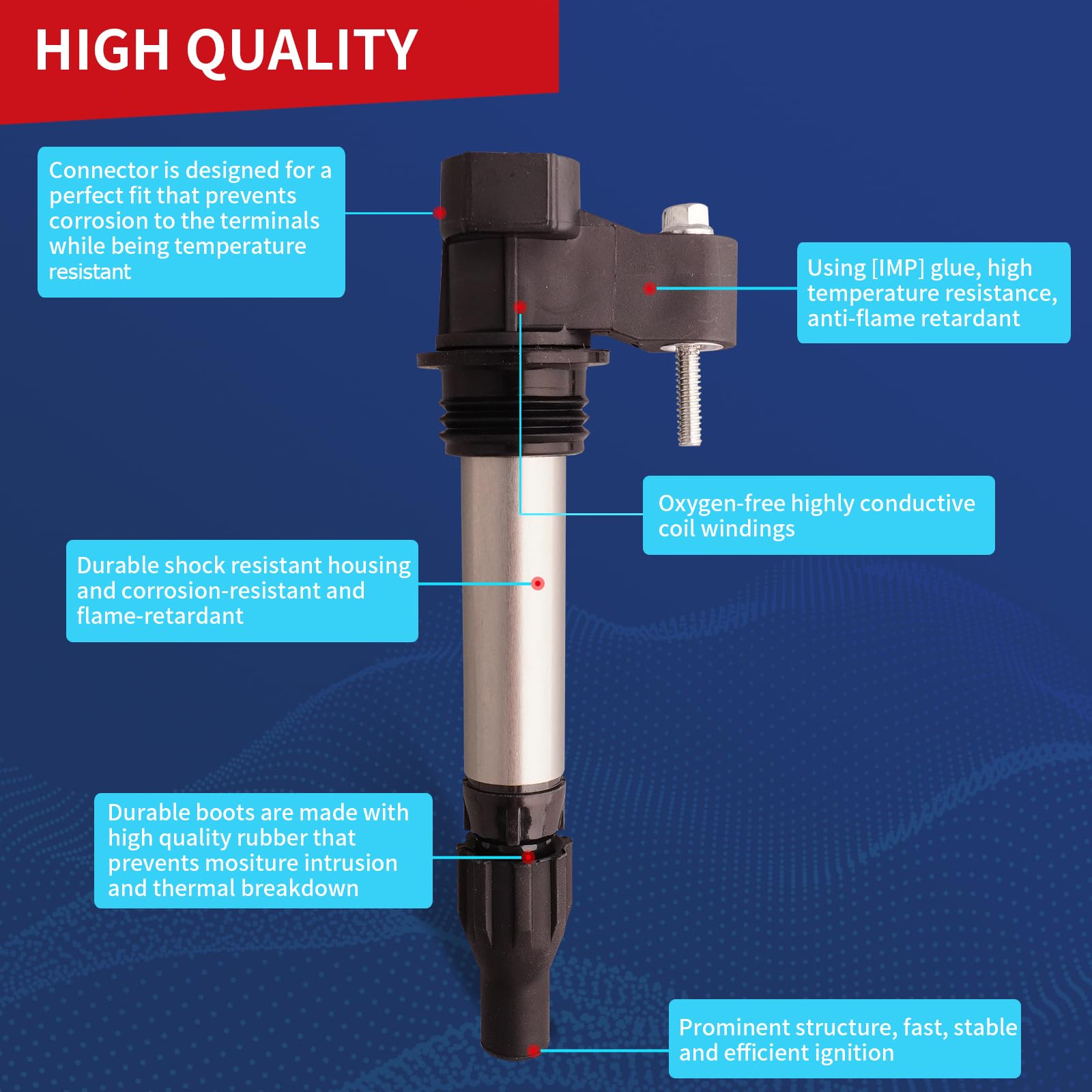 DrCax UF569 coil in engine bay demonstrates compact fit for improved ignition reliability.