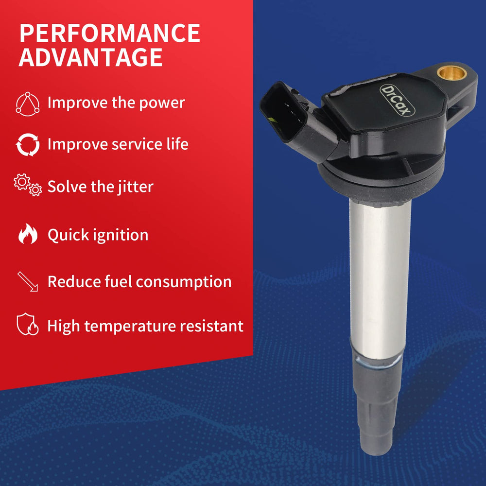 DrCax UF619 ignition coil close-up shows robust connectors for reliability.