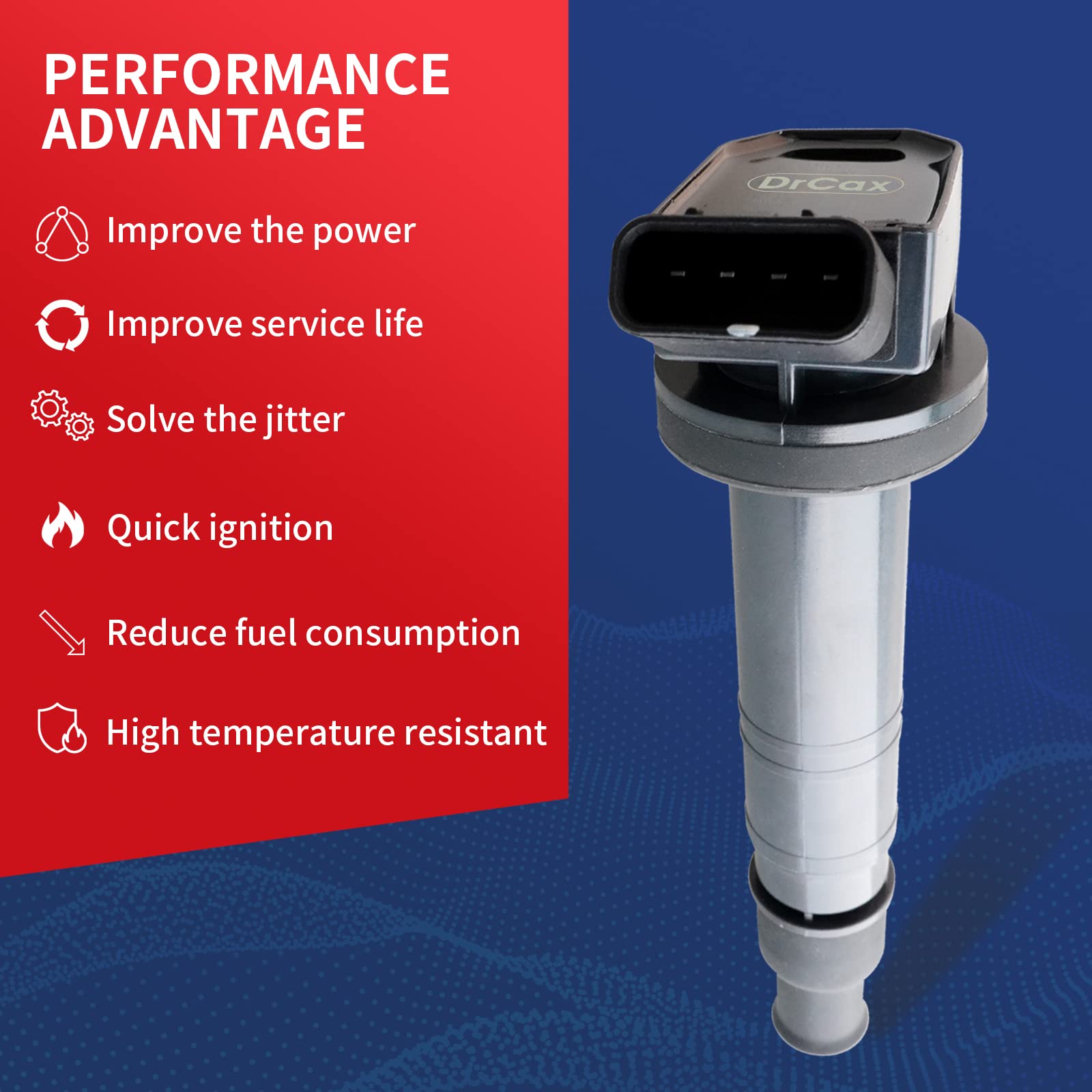 Close-up of DrCax UF495 coil connectors for stable performance
