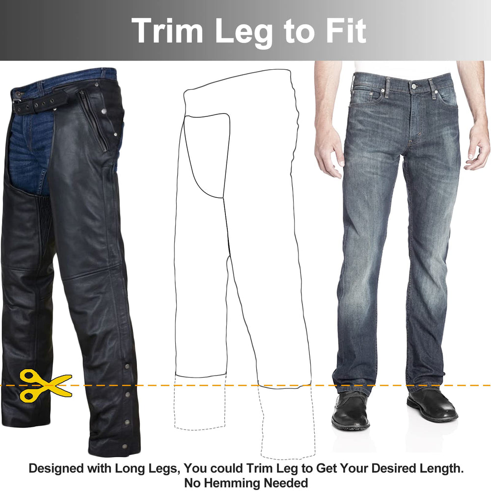 Dream Apparel chaps offering full-length coverage and easy length management