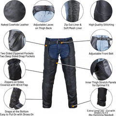 Dream Apparel chaps with deep pockets and secure storage on the ride