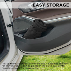 DREAMANIA anti-slip back fabric keeps the towel in place on car seats.