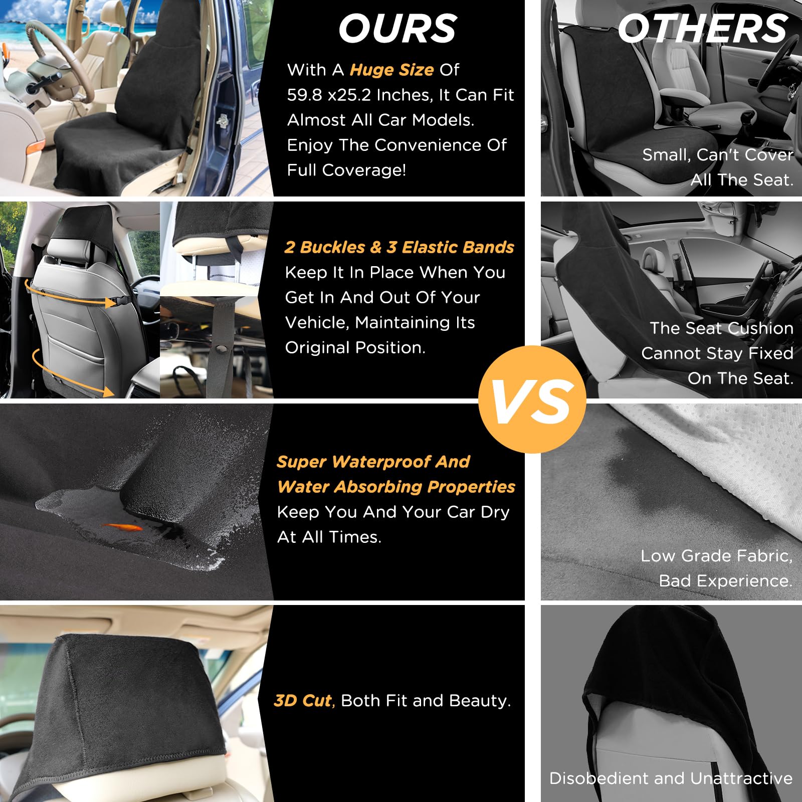 DREAMANIA universal-front-seat-protector installs easily on all front car seats.