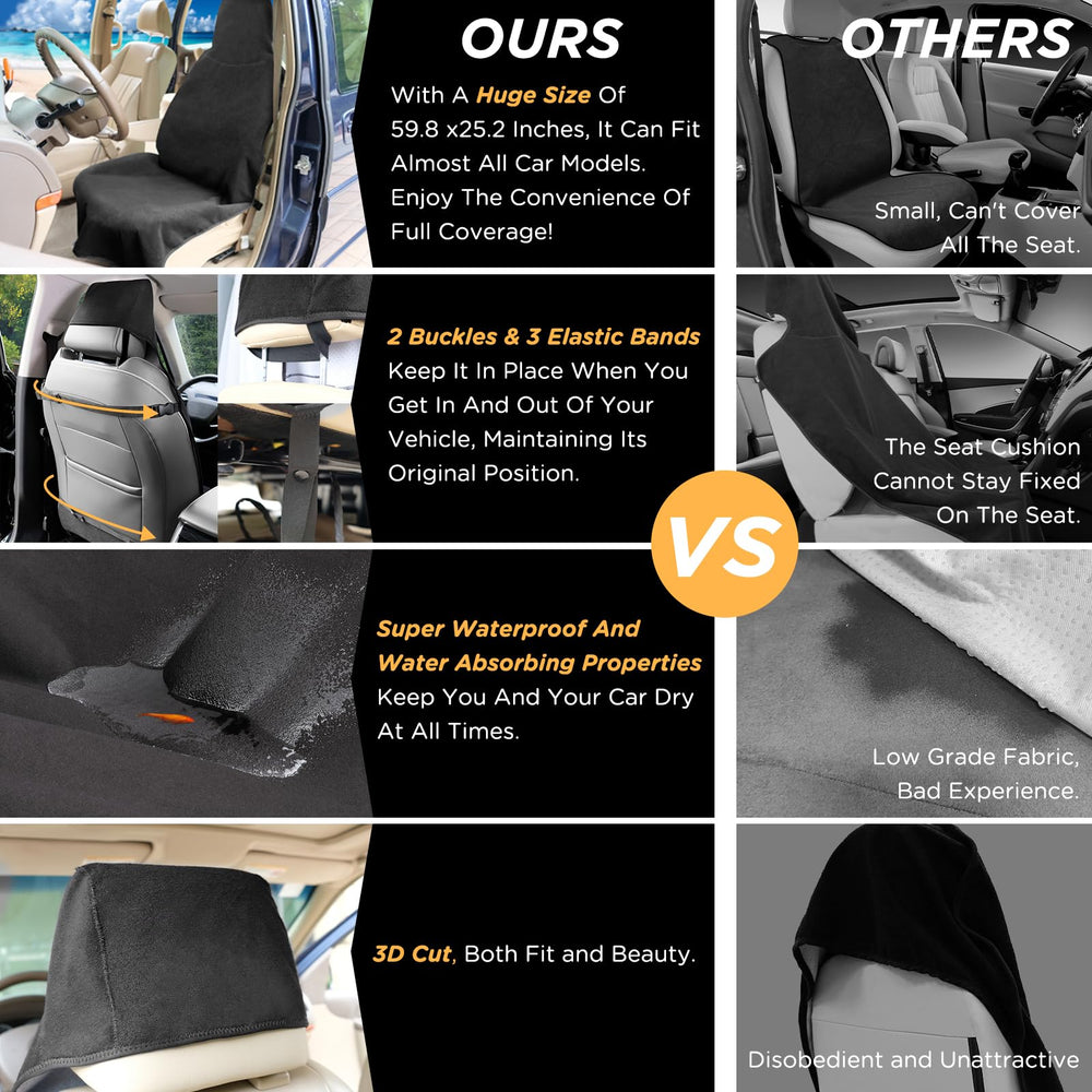DREAMANIA universal-front-seat-protector installs easily on all front car seats.