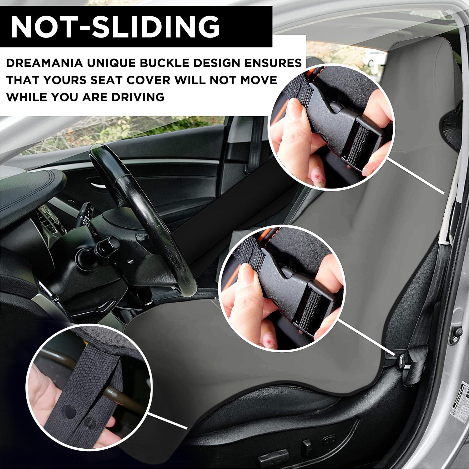 DREAMANIA Side Airbag Safe Design prevents interference with airbags and controls.