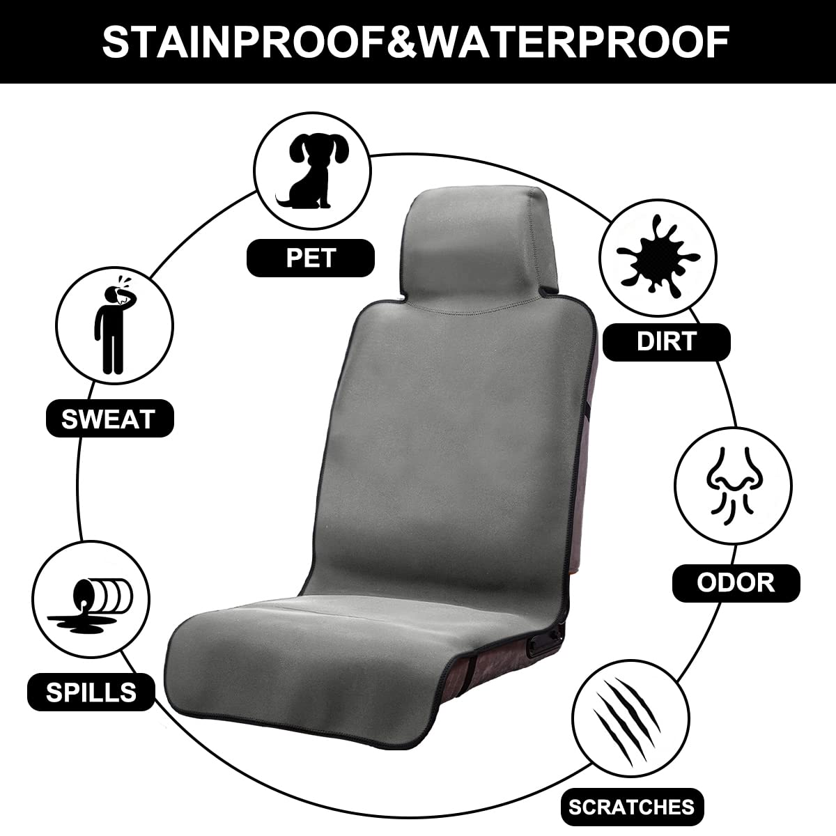 DREAMANIA Universal Front Seat Cover fits multiple vehicles with easy installation.