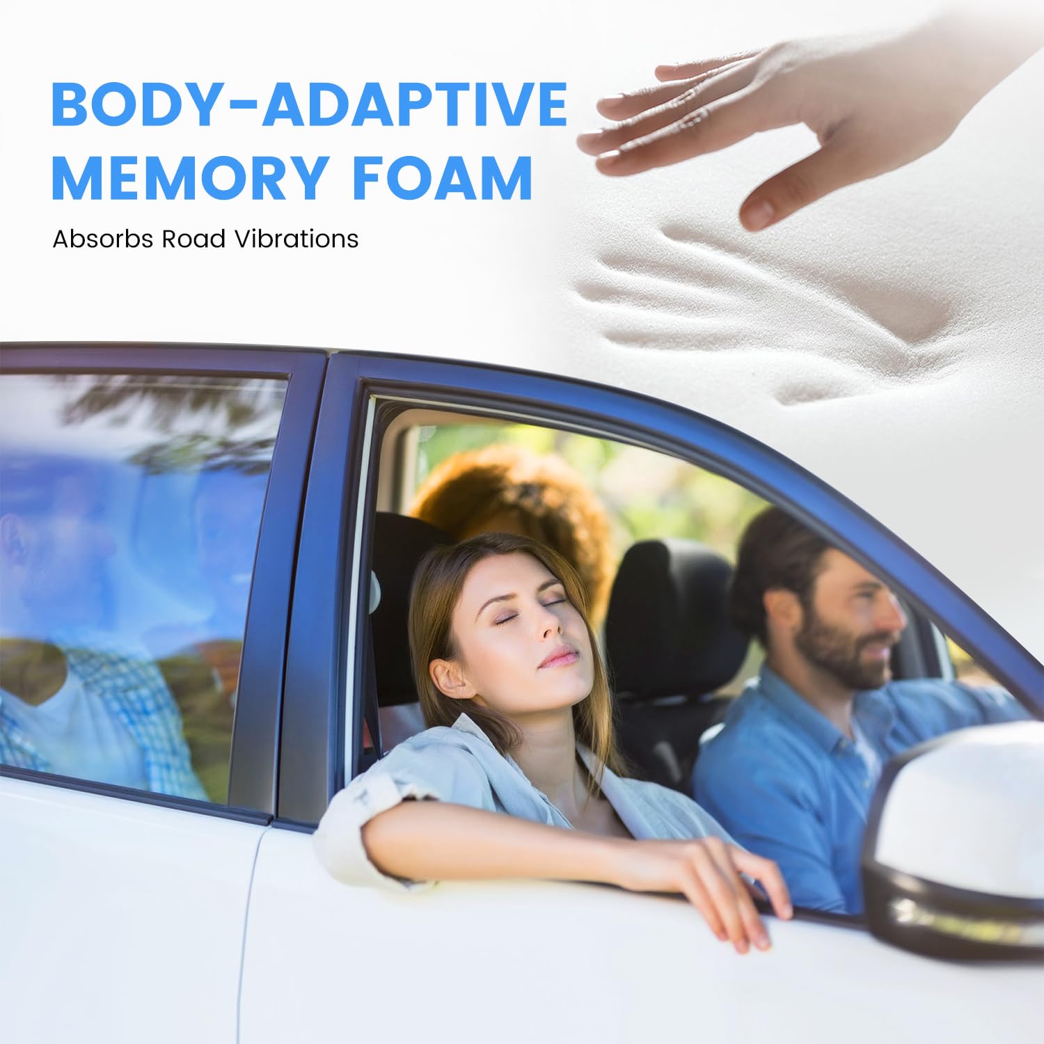 Dreamer Car non-slip base keeps cushion stable through turns and braking.