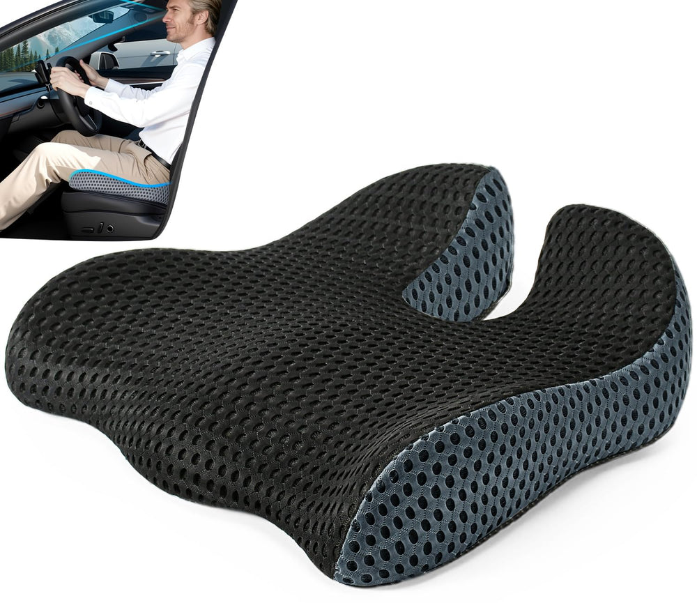 Dreamer Car car seat cushion with wedge design enhances visibility and driving comfort.