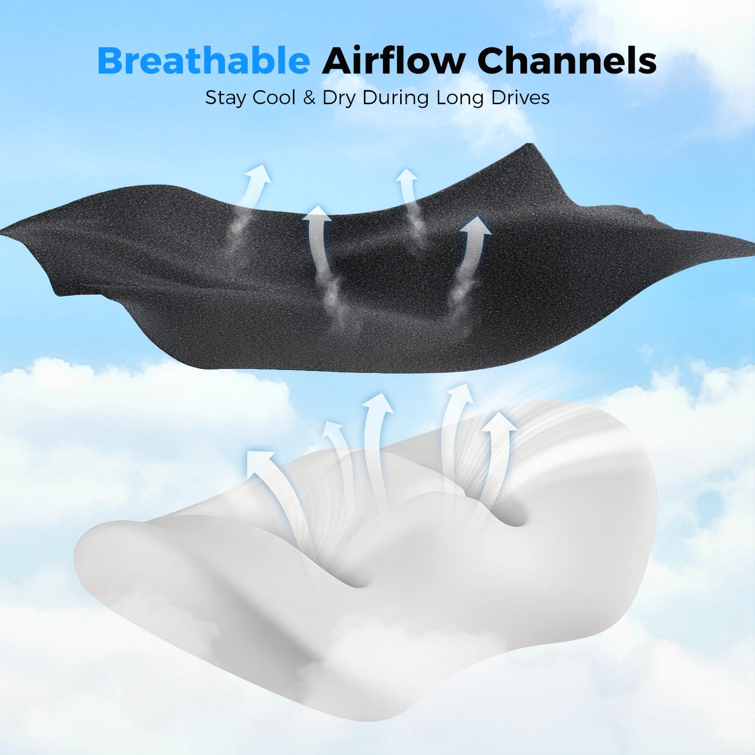 Dreamer Car lumbar pillow memory foam closeup reveals dense, shape-retaining support