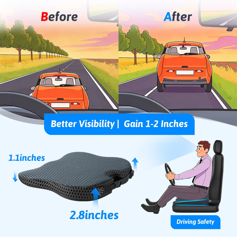 Dreamer Car ergonomic wedge design supports pelvis and reduces lower back strain.