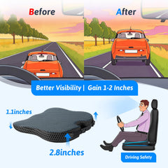 Dreamer Car ergonomic wedge design supports pelvis and reduces lower back strain.