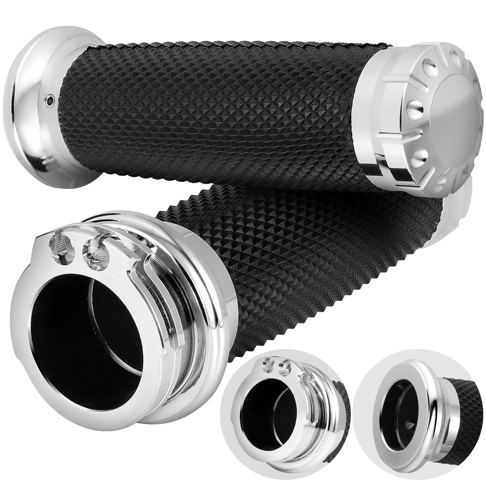 Dreamizer 1inch chrome handle grips side view showing durable aluminum construction