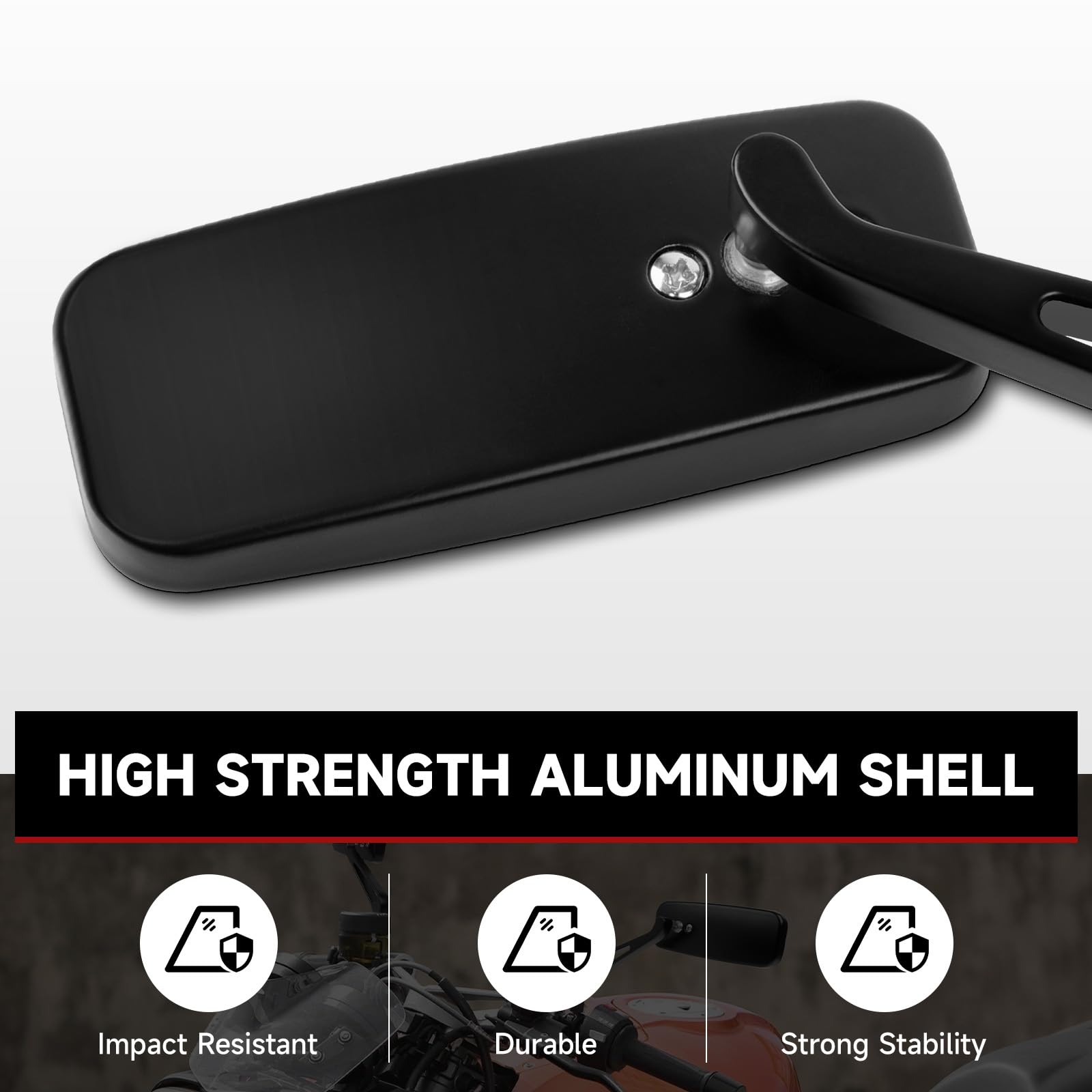 Dreamizer aluminum mirror housing offers durable, waterproof protection.