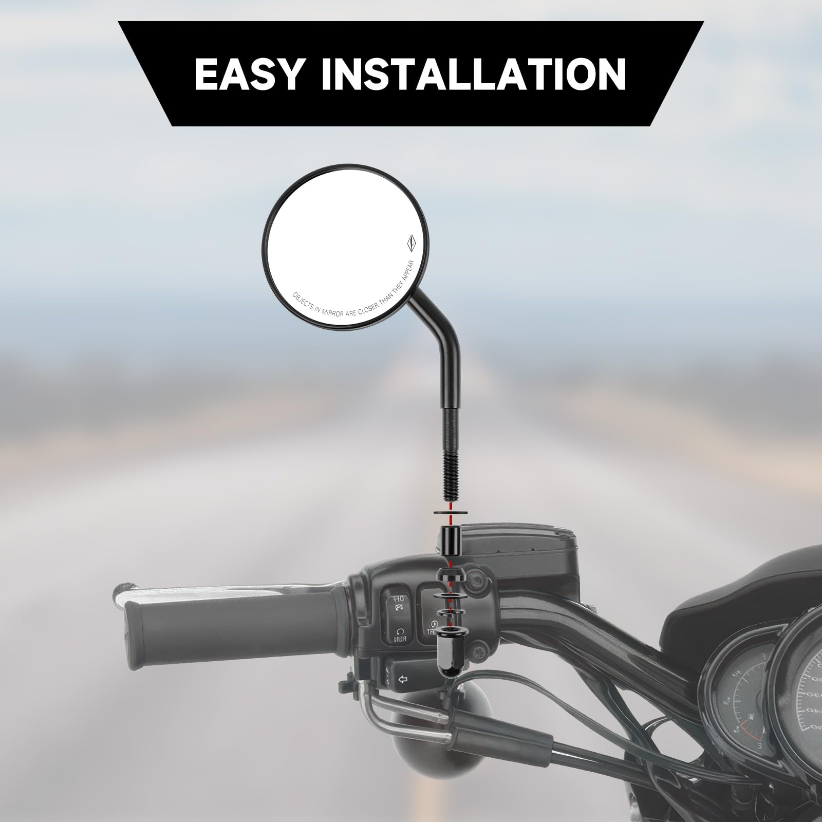 DREAMIZER clear mirrored surface helps riders see traffic clearly.