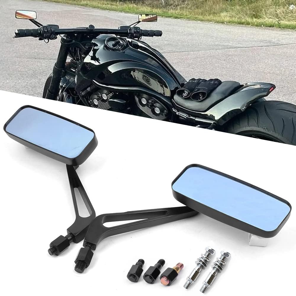 Dreamizer Harley rectangular mirror with 8mm fit for quick, stable installation.