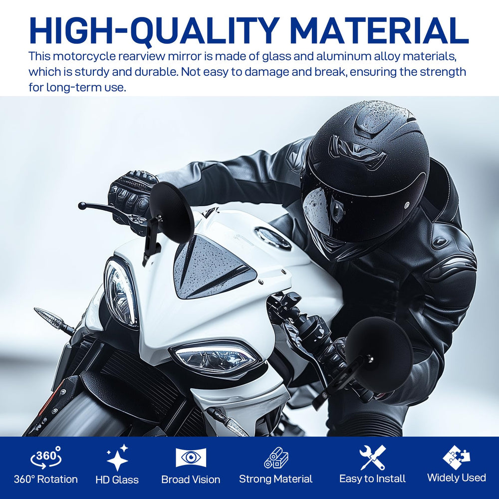 DREAMIZER 360-degree rotation bar-end mirror allows flexible angles for optimal viewing.