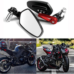 DREAMIZER red bar end mirror on Yamaha MT-07 provides wide field of view