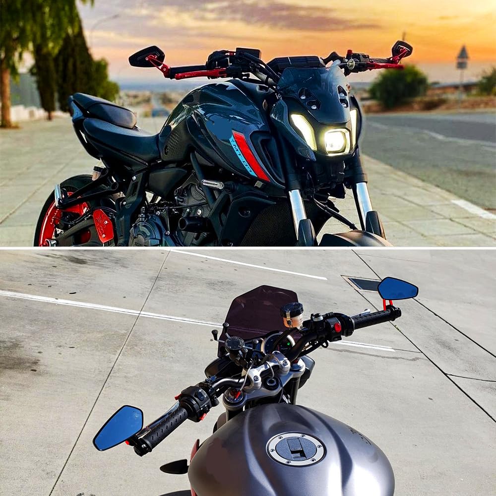DREAMIZER red bar end mirror on Z650 reduces blind spots