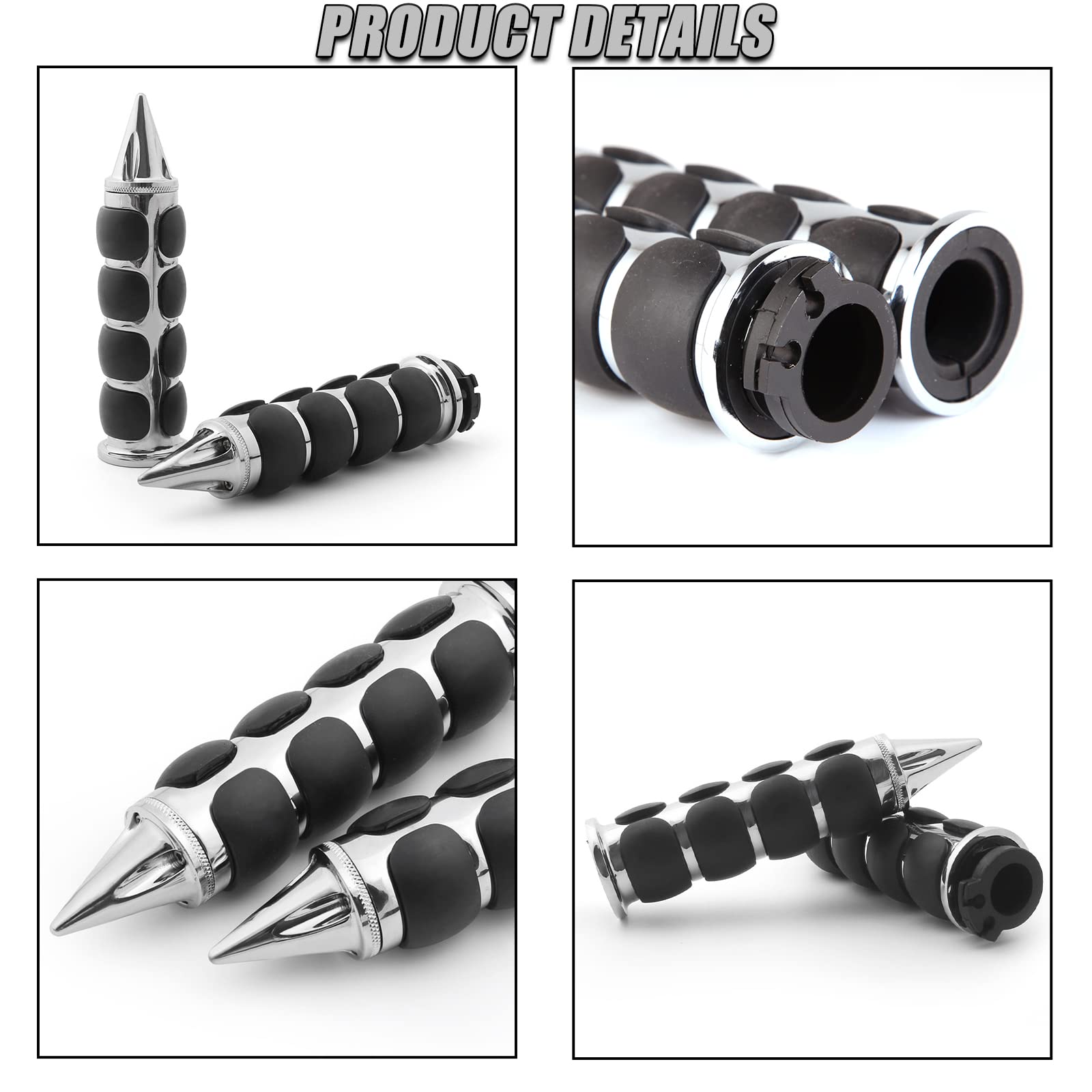 DREAMIZER universal 1 inch chrome spiked grip in packaging ready for installation
