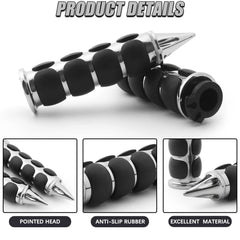 DREAMIZER universal 1 inch chrome spiked grip top angle displaying chrome finish