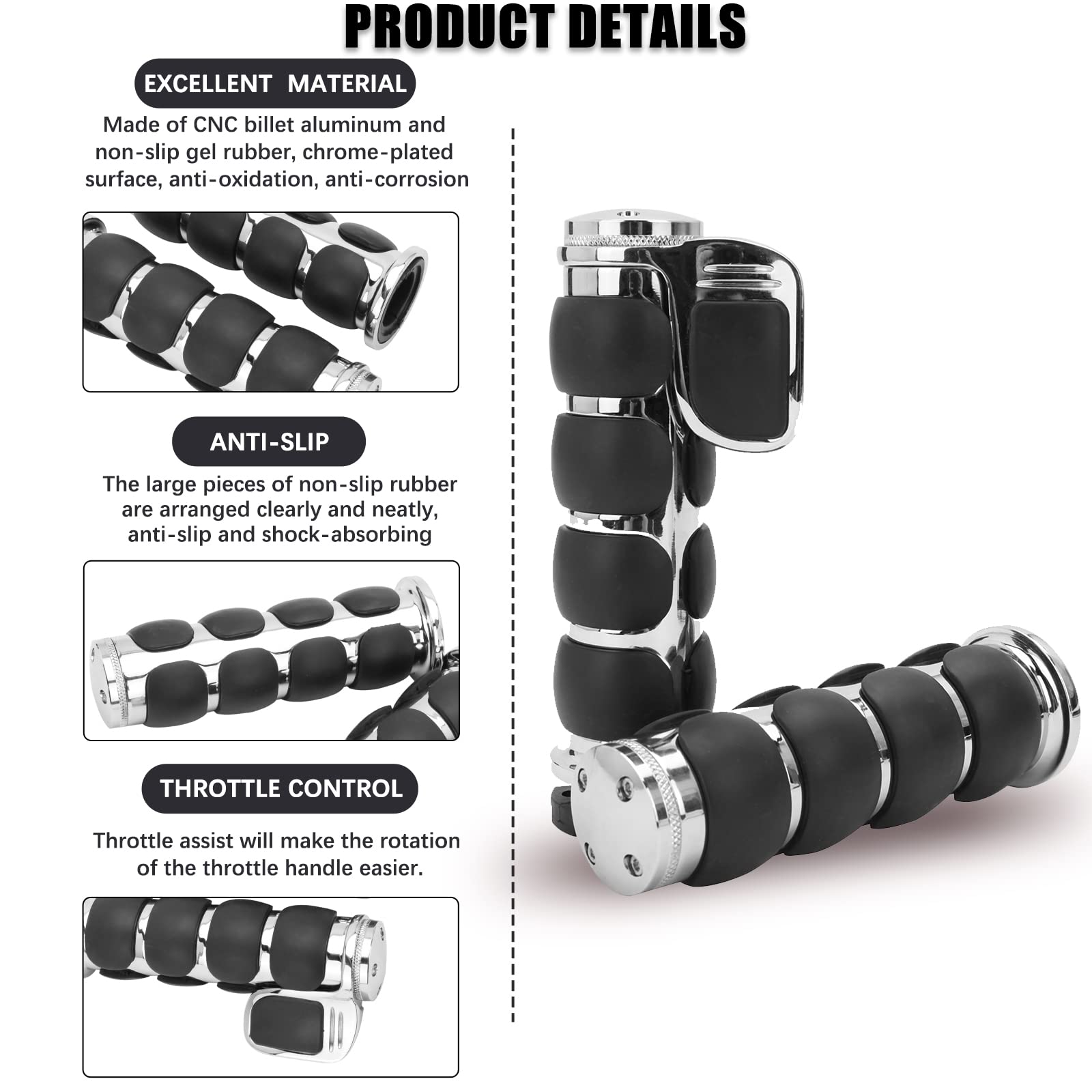 DREAMIZER grips closeup highlighting black non-slip rubber texture for secure grip