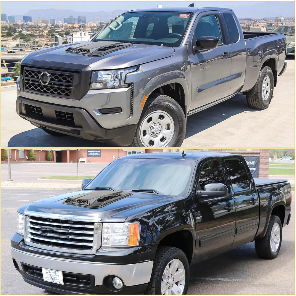 DREAMOTOR hood scoop with 3M tape detail for easy, no-drill installation