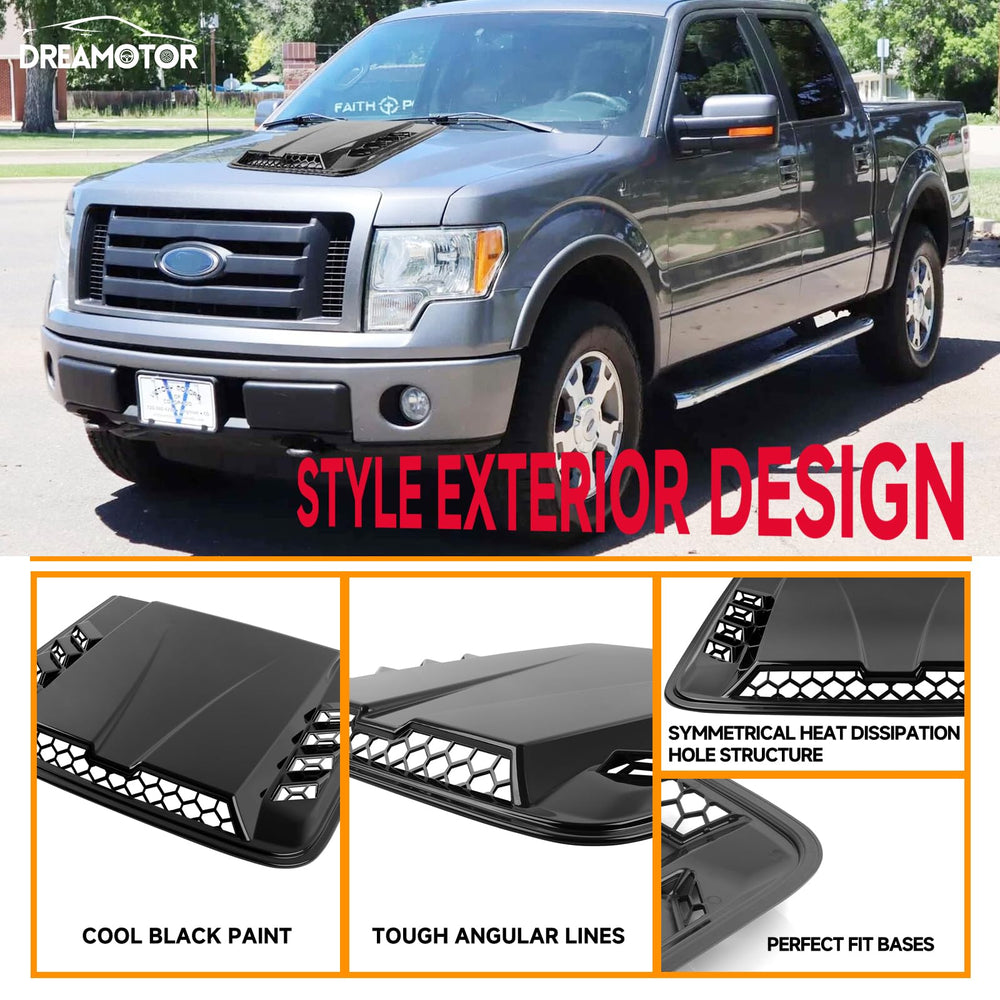 DREAMOTOR hood scoop side view showing seamless fit on various hoods