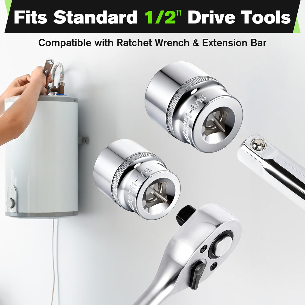 Dreyoo Anode Rod Socket Kit 6-point design prevents slipping during service
