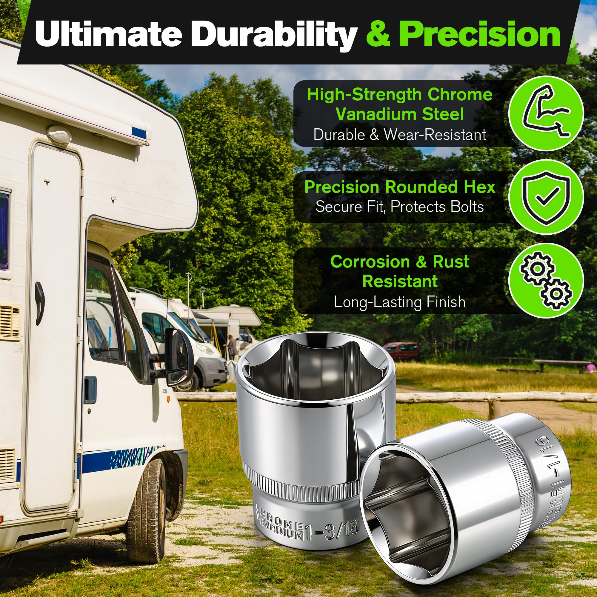 Dreyoo Anode Rod Socket Kit chrome vanadium durability for long-term use