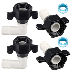 Dreyoo elbow adapter with 360° rotation for flexible hose setup.