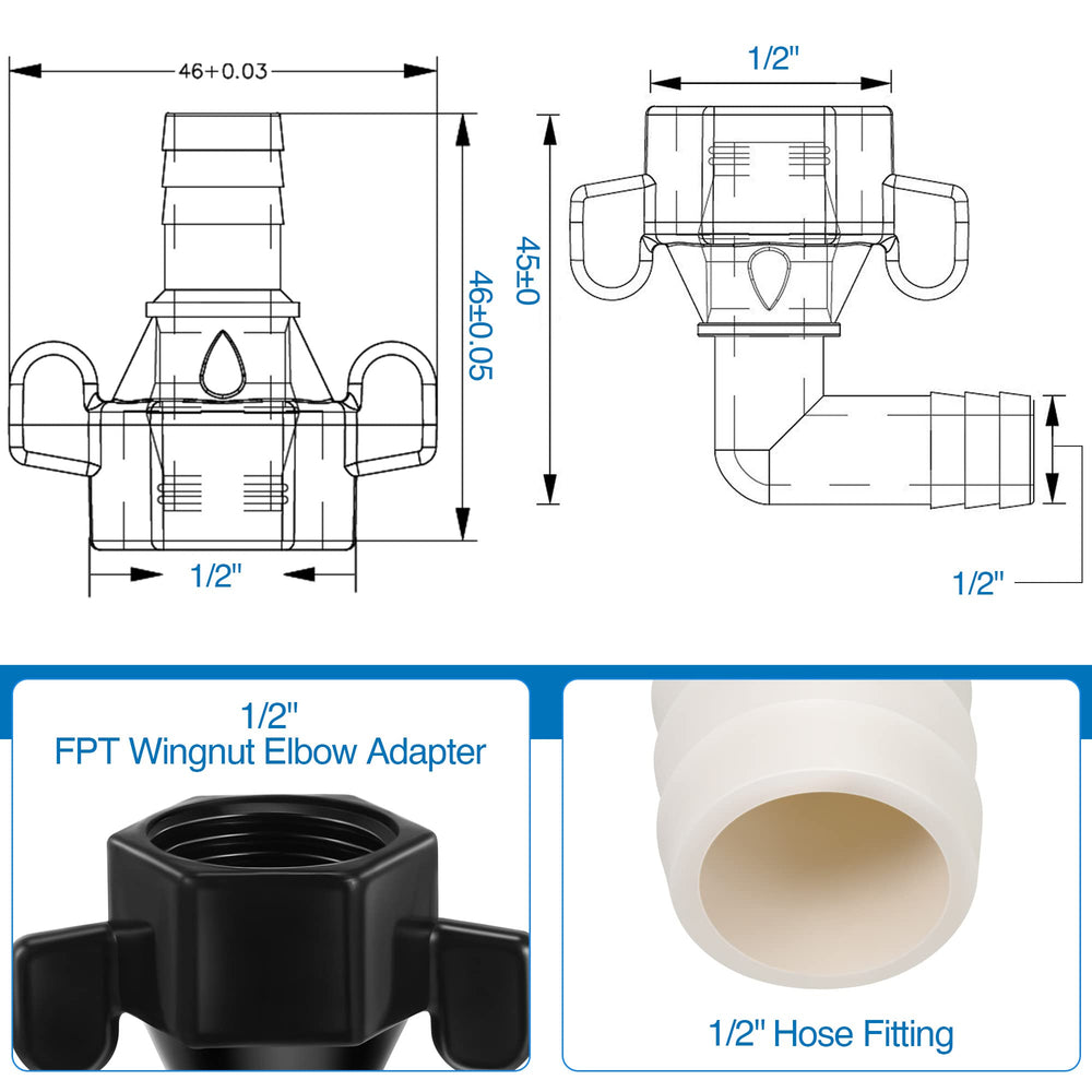 Dreyoo straight 1/2-inch adapter fits most water pumps.