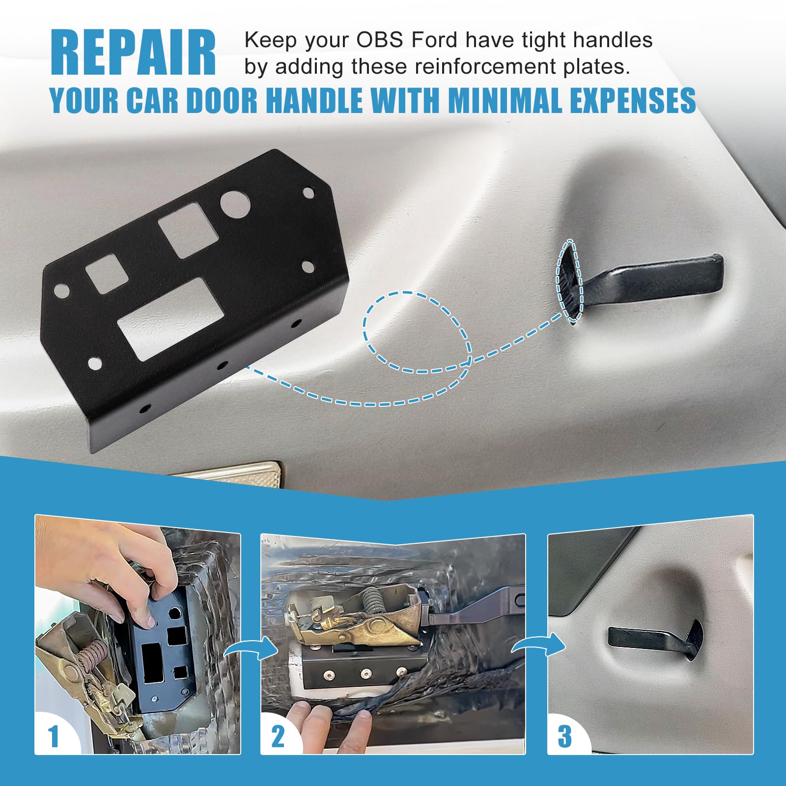 Drieaco door handle kit packaging shows complete rivet set for repair.