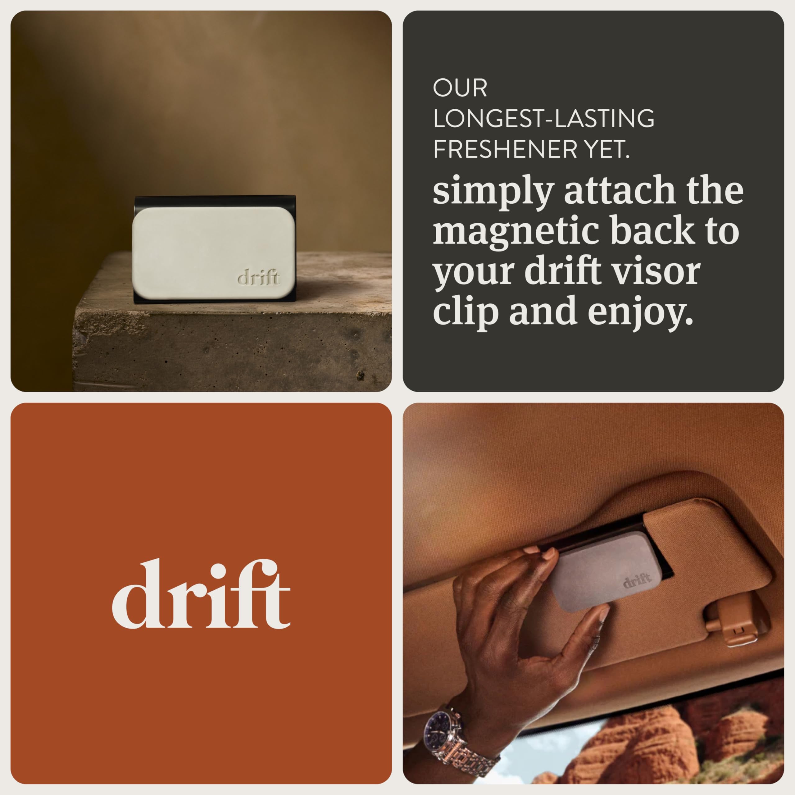 Drift scent block attached to clip with secure magnet