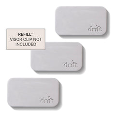 Drift stone air freshener clipped to visor with magnetic clip.