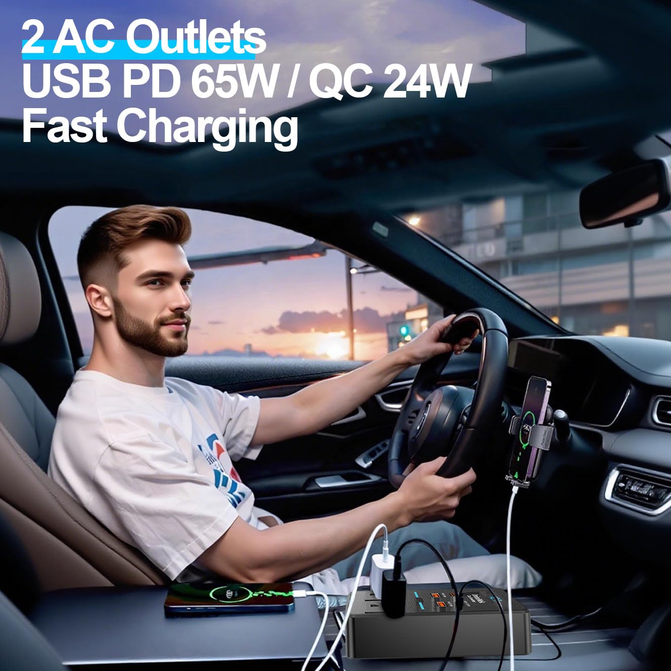 DrimMek 300W inverter multi-port setup enables simultaneous charging