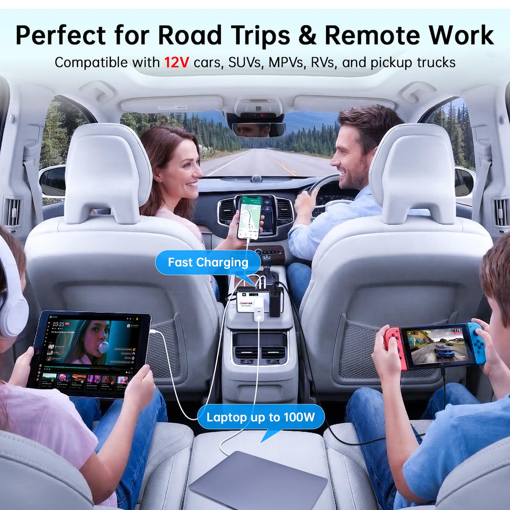 DrimMek layout showing dual AC and USB ports for versatile charging