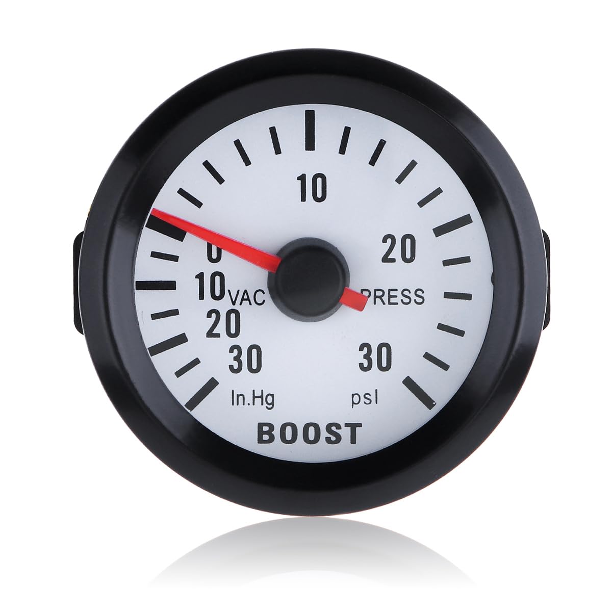 DriSentri Boost Gauge front view with compact 2-inch dial for dashboard monitoring