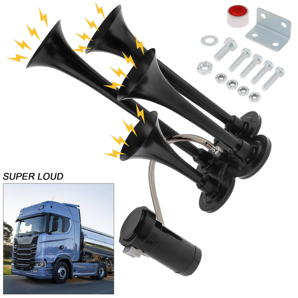 DriSentri four-trumpet horns mounted on a vehicle for a bold warning