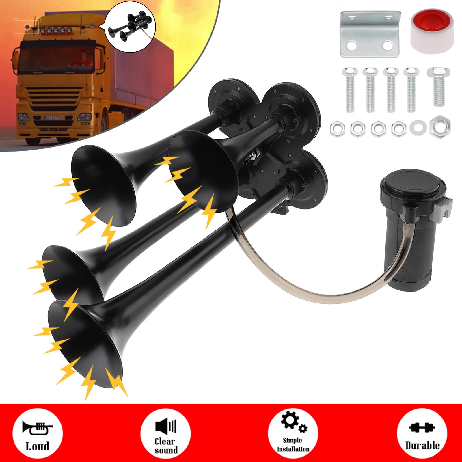 DriSentri train horns in-use on a vehicle for high-traffic visibility