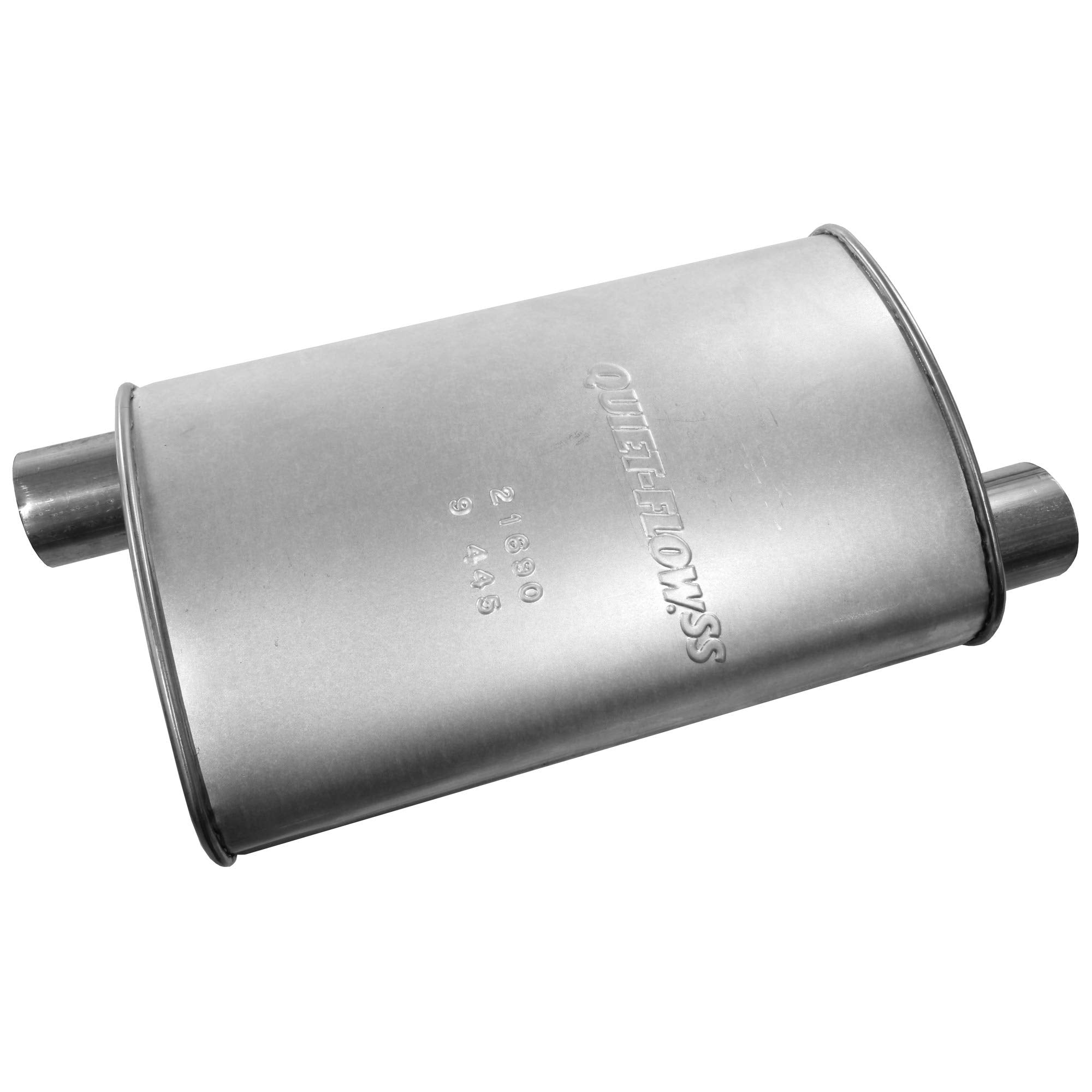DRiV Walker muffler 21690 stainless steel close-up shows spun-locked heads for durability.