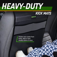 DRIVE AUTO PRODUCTS backseat protector rear view in black shows full-coverage protection for seats.