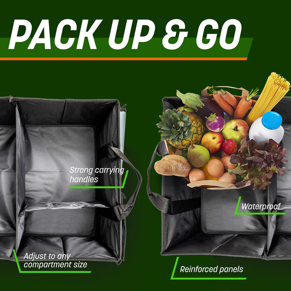 DRIVE durable trunk organizer with stiff base plates maintains upright stability