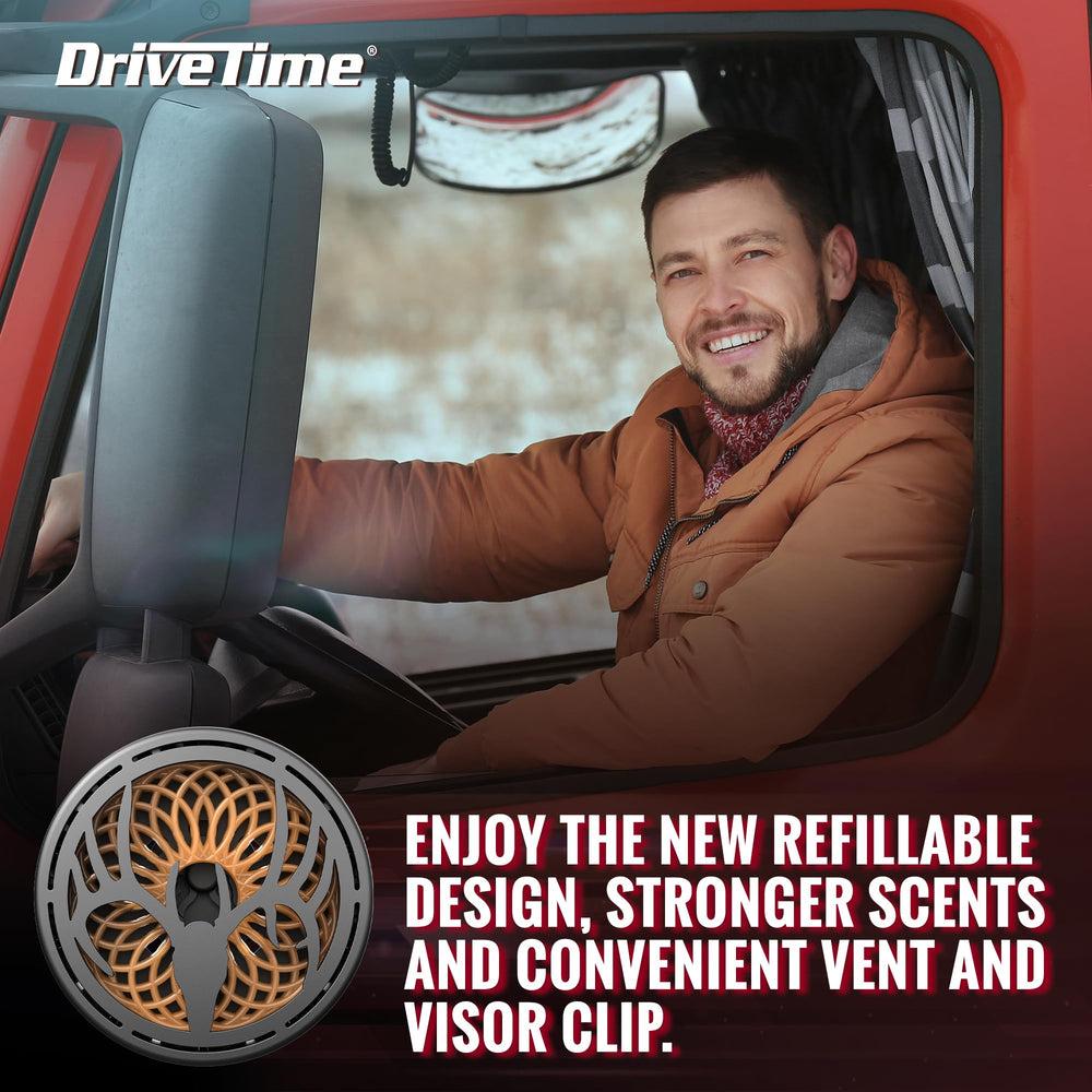 Drive Time Truck Puck Cedar fragrance open jar reveals premium cedar scent.