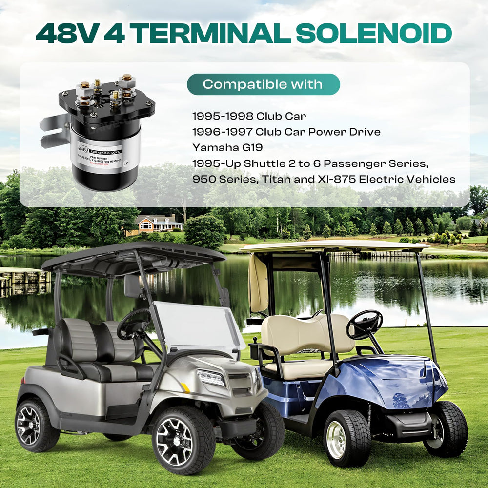 Drive Up heavy-duty 4-terminal solenoid for strong electrical switching in carts.