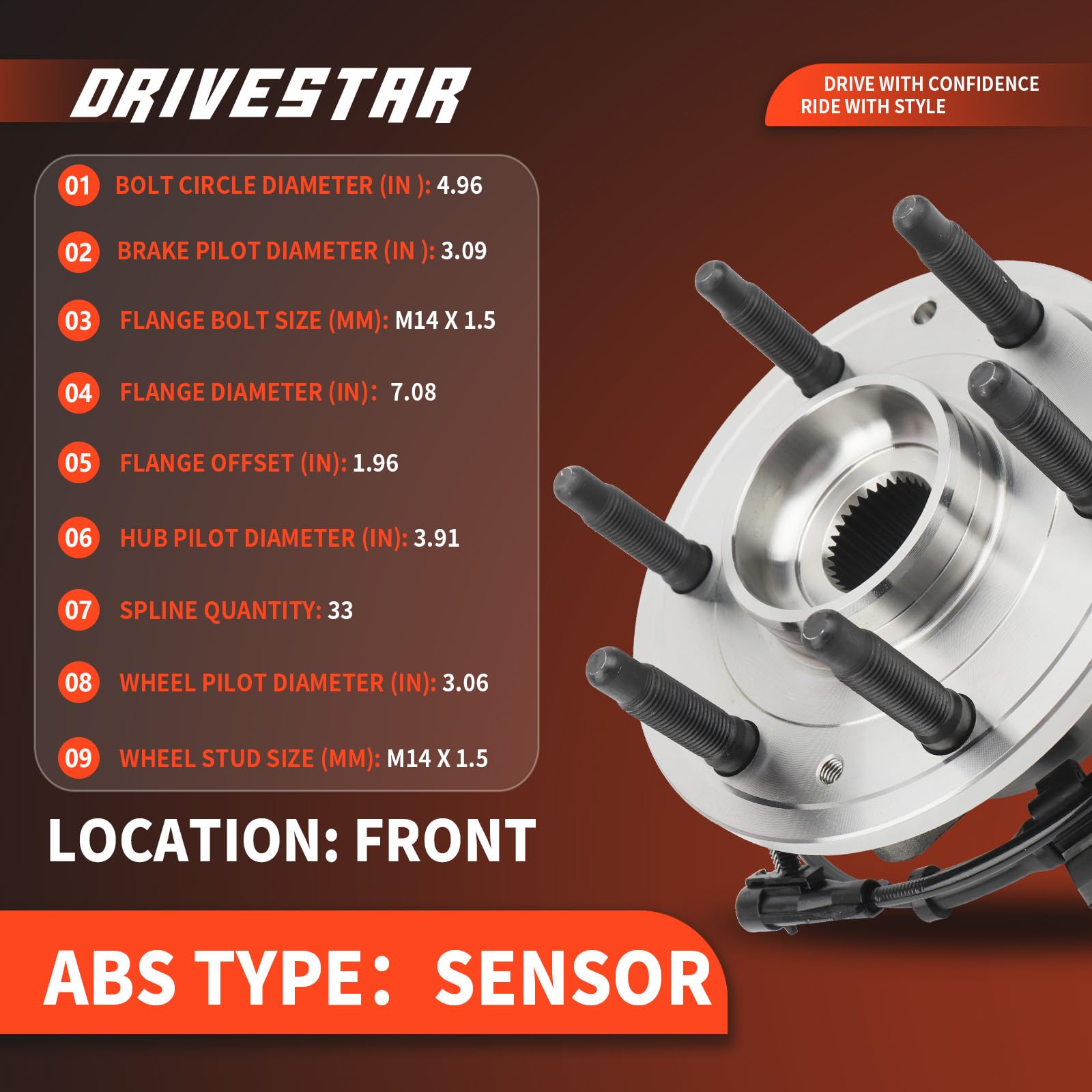 DRIVESTAR 515036 flange bolt pattern 126mm for reliable fit