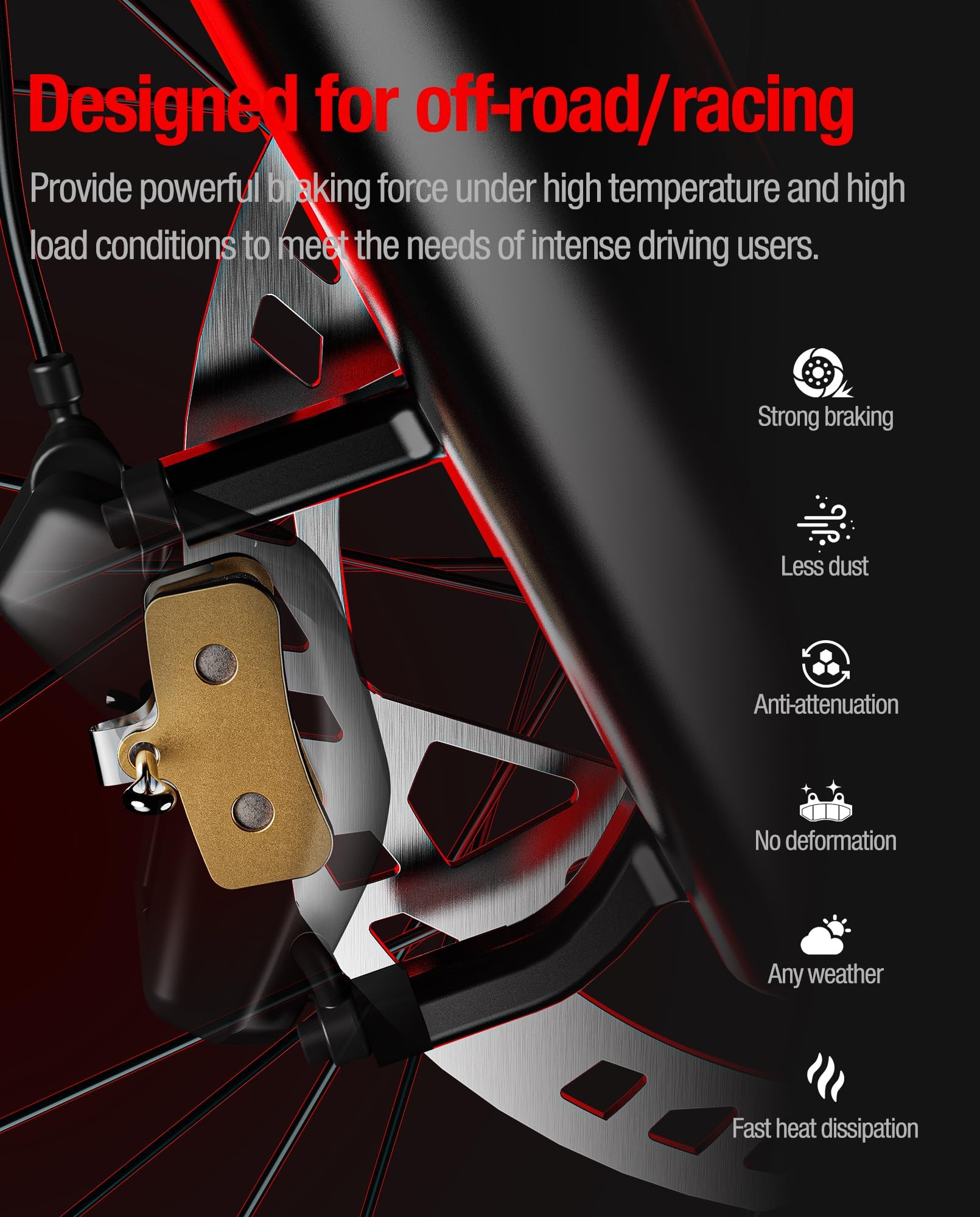 DriveXpwr ceramic low-dust yellow brake pads for cleaner wheels