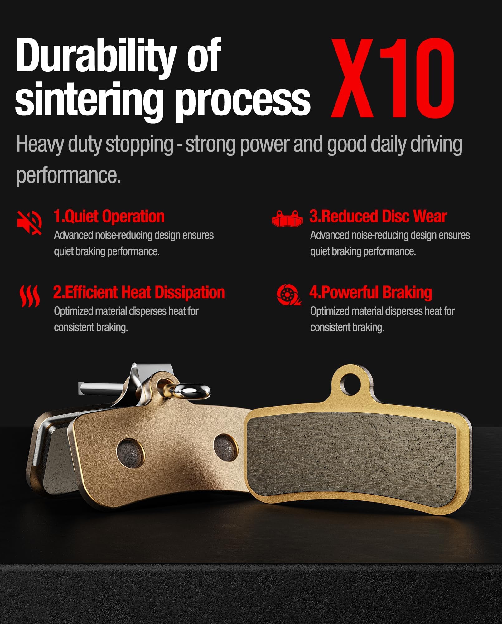 DriveXpwr Segway X160 X260 yellow brake pads improve control and reduce dust